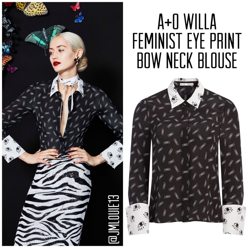 Alice + Olivia Willa Feminist Eyes Blouse